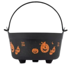 Calderone nero delle streghe zucche felici 54x28x36 cm