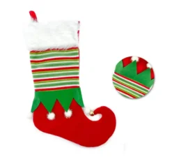 Calza da decorazione natalizia con stivale da elfo da 46 cm