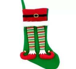 Calza natalizia con gambe da elfo da 46 cm
