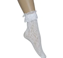 Calzino corto in pizzo bianco per adulto