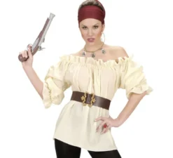 Camicetta pirata medievale beige da donna