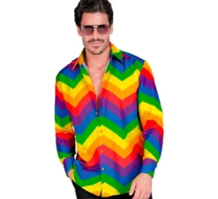 Camicia a maniche lunghe arcobaleno anni '80 da uomo