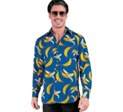 Camicia a maniche lunghe da uomo con stampa a banana