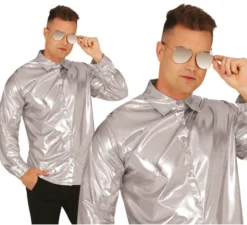 Camicia argento lucido per adulti