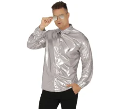 Camicia argento lucido per adulti