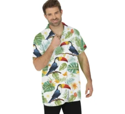 Camicia bianca con stampa tucano per adulti
