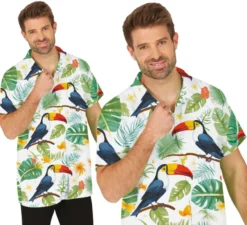 Camicia bianca con stampa tucano per adulti
