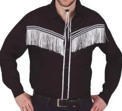 Camicia da cowboy nera per adulto con frange