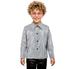 Camicia da discoteca argentata per ragazzi