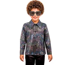 Camicia da discoteca nera con stelle per ragazzi