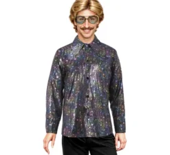 Camicia da discoteca nera con stelle per uomo