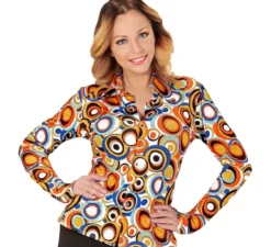 Camicia da donna con stampa anni '70 in stile disco