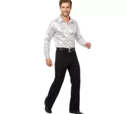 Camicia da festa in argento metallizzato per adulti