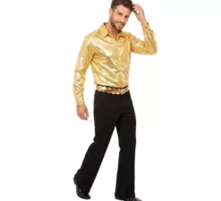 Camicia da festa in oro metallizzato per adulti
