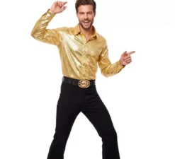 Camicia da festa in oro metallizzato per adulti