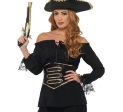 Camicia da Pirata nera con pizzo per donna