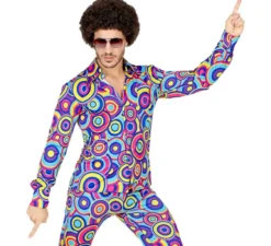 Camicia da uomo con stampa anni '70 in stile disco