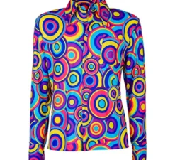 Camicia da uomo con stampa anni '70 in stile disco