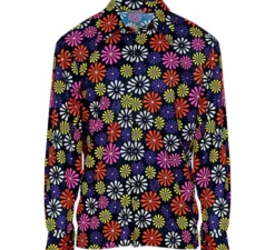 Camicia da uomo con stampa floreale hippie anni '70