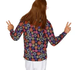 Camicia da uomo con stampa floreale hippie anni '70