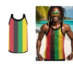 Camicia da uomo multicolore in rete giamaicana