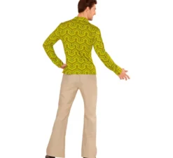 Camicia da uomo verde anni '70 in stile disco