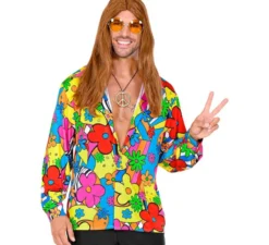 Camicia floreale hippie anni '60 da uomo
