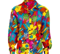 Camicia floreale hippie anni '60 da uomo