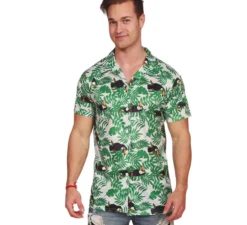 Camicia hawaiana con palme da uomo