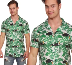 Camicia hawaiana con palme da uomo