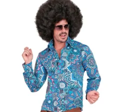 Camicia hippie blu anni '60 da uomo