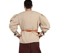 Camicia medievale a righe beige per uomo