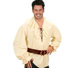 Camicia medievale rinascimentale beige per uomo
