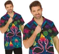 Camicia per adulti con fenicotteri neon