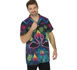 Camicia per adulti con fenicotteri neon
