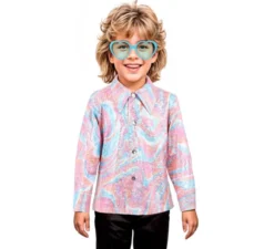 Camicia rosa psichedelica da discoteca per ragazzi
