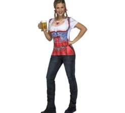 Camicia rossa e blu in costume bavarese per donna
