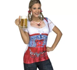 Camicia rossa e blu in costume bavarese per donna