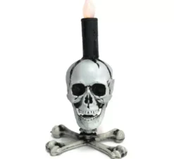 Candelabro teschio con luce 28x15 cm