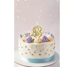 Candela metallizzata dorata n. 3, 8 cm