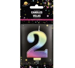 Candela metallizzata multicolore n. 2, 8 cm