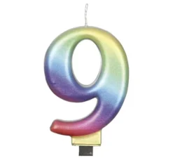Candela metallizzata multicolore n. 9, 8 cm