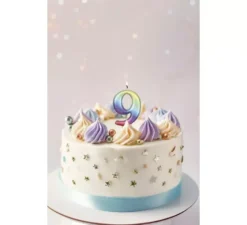 Candela metallizzata multicolore n. 9, 8 cm