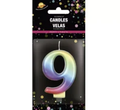 Candela metallizzata multicolore n. 9, 8 cm