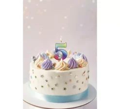 Candela metallizzata multicolore n. 5, 8 cm