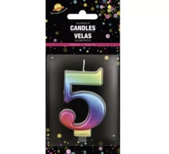Candela metallizzata multicolore n. 5, 8 cm