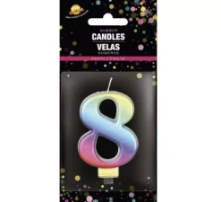 Candela metallizzata multicolore n. 8, 8 cm