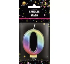 Candela multicolore metallizzata 8 cm n. 0