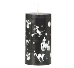 Candela nera con figure di 13x7 cm