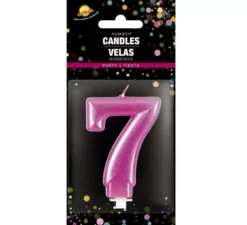 Candela rosa metallizzata 8 cm n. 7